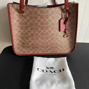 Coach Brown and Tan Signature Tote